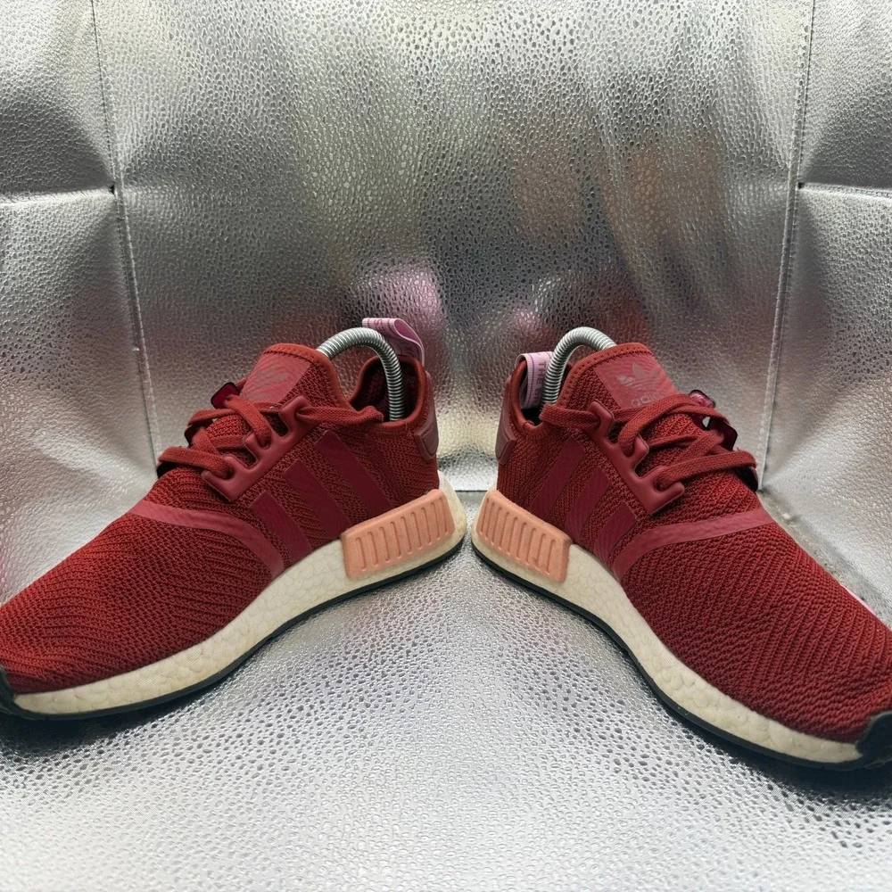 Size 7 Adidas NMD‎ R1 Womens Burgundy Red Comfort Running Sneakers B37646
